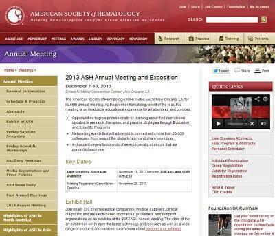 The American Society of Hematology (ASH) Annual Meeting and Exposition 2013