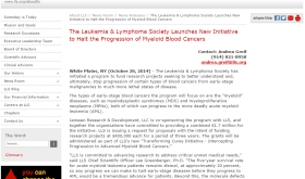 Leukemia Society Launches new initiatives to halt the progression of blood cancers