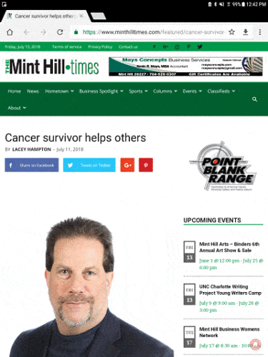 Cancer Survivor helping others – Newspaper article on David Wallace